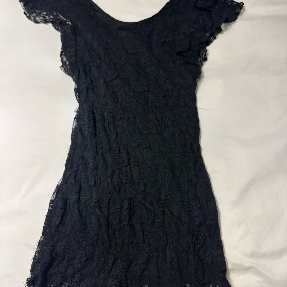 French Atmosphere Black Lace Mini Dress